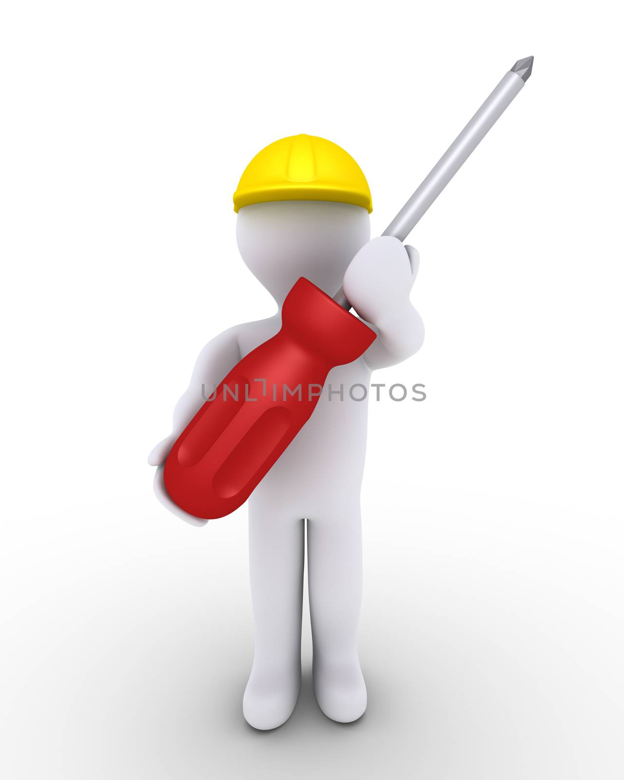3d person with helmet is holding a screwdriver