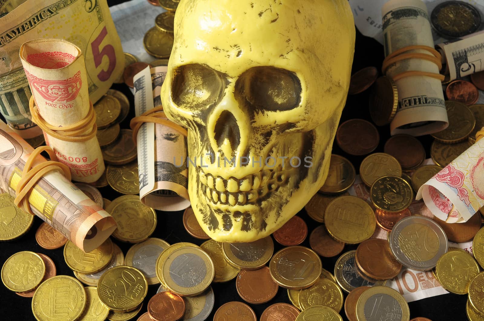 Death and Money Concept Skull and Currency by underworld