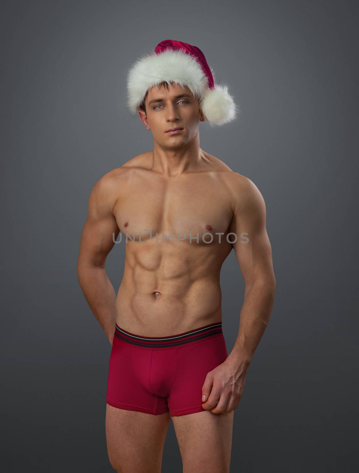 naked male in santa cap by mihalec