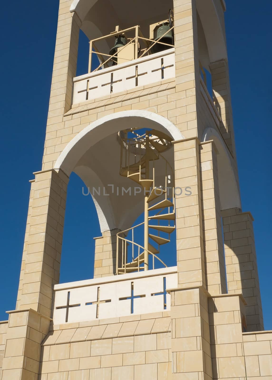 Architectural fragment of the bell tower of the church in Ayia Napa, Cyprus