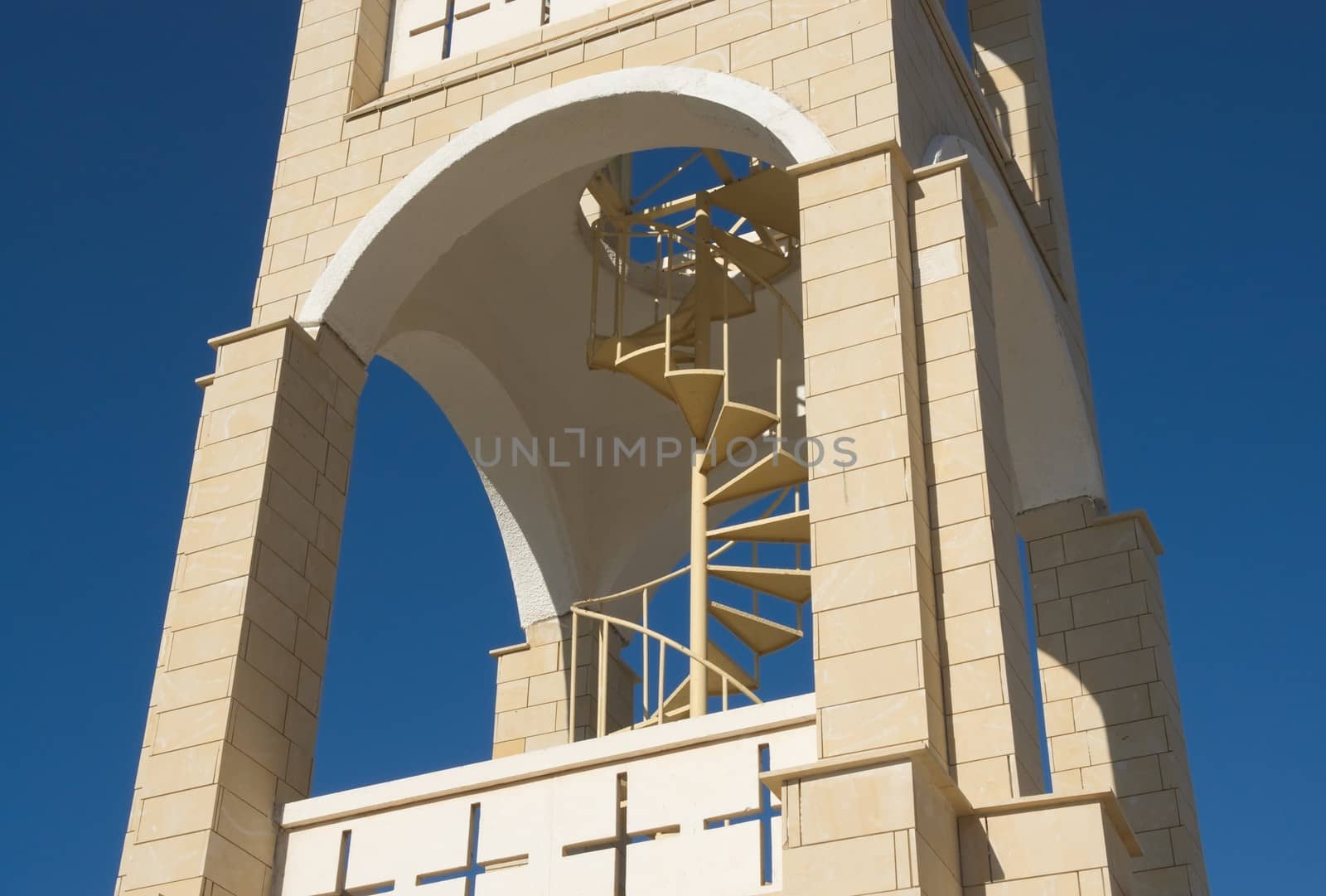 Architectural fragment of the bell tower of the church in Ayia Napa, Cyprus