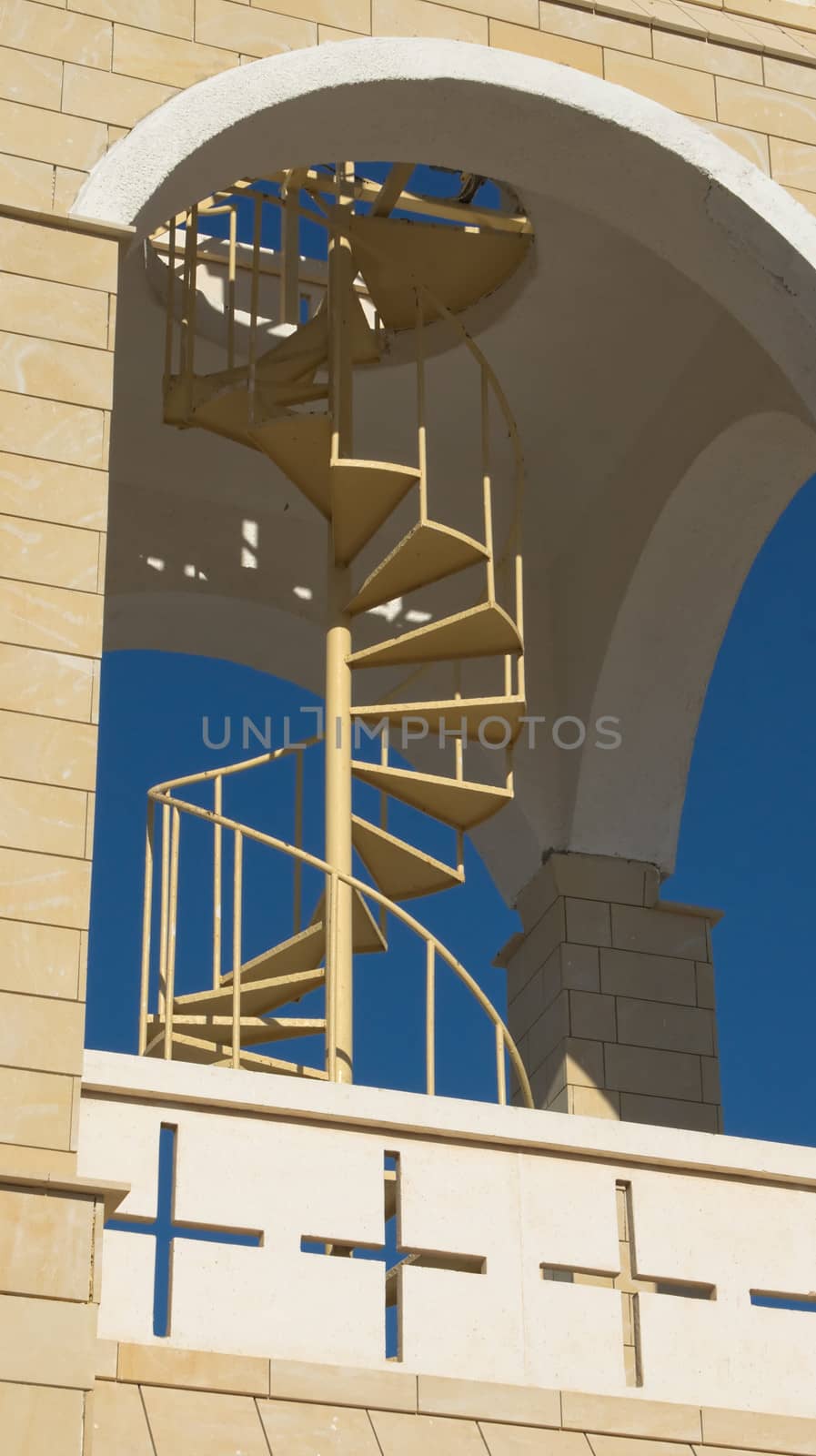 Architectural fragment of the bell tower of the church in Ayia Napa, Cyprus