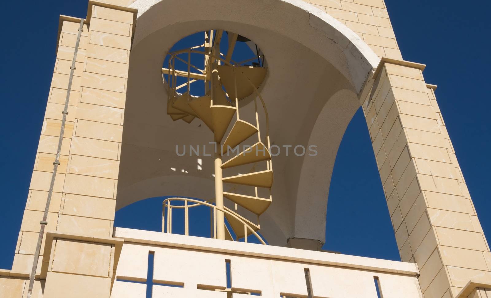 Architectural fragment of the bell tower of the church in Ayia Napa, Cyprus