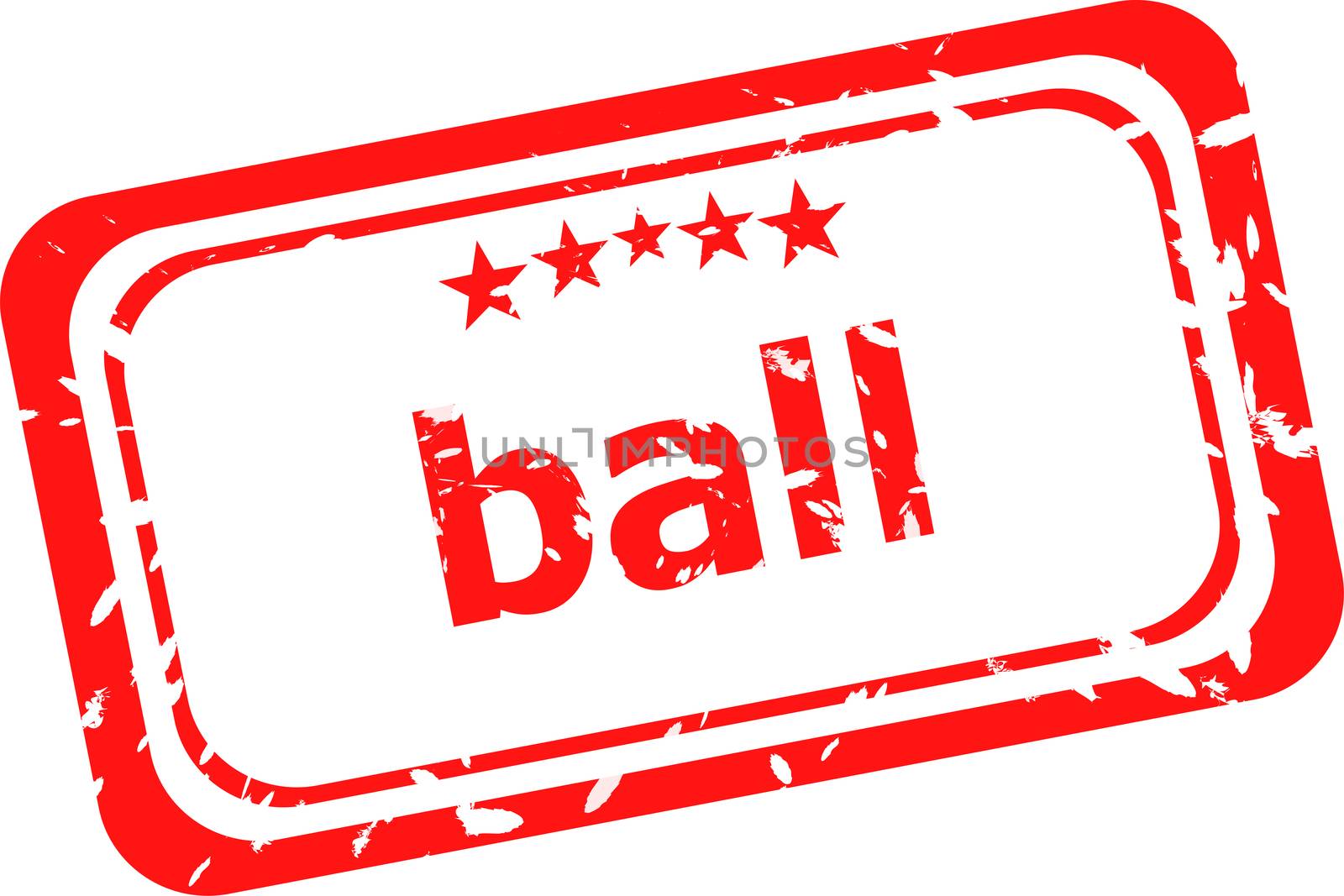 ball word on red rubber grunge stamp