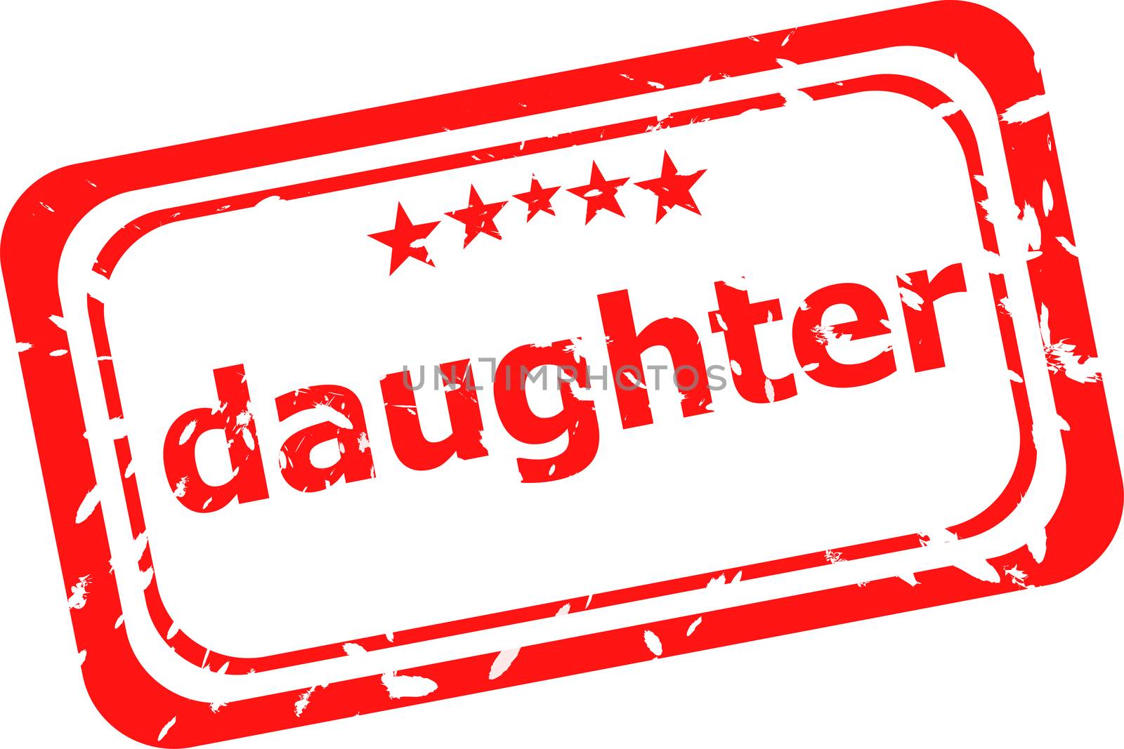 daughter word on red rubber old business stamp