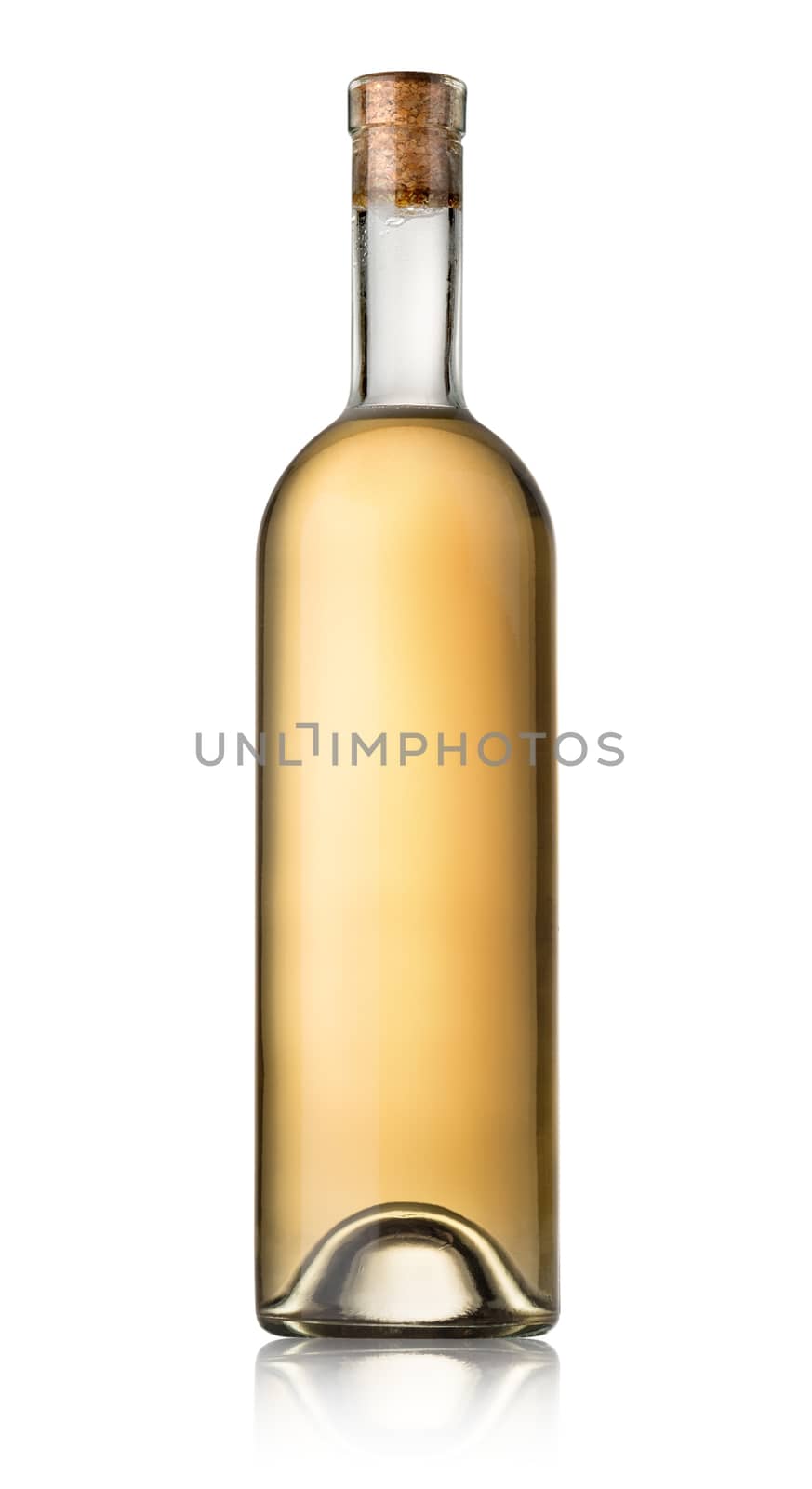 Bottle of white wine isolated on a white background