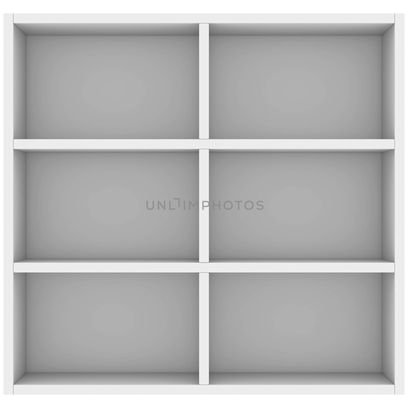 White shelves. 3d render isolated on white background