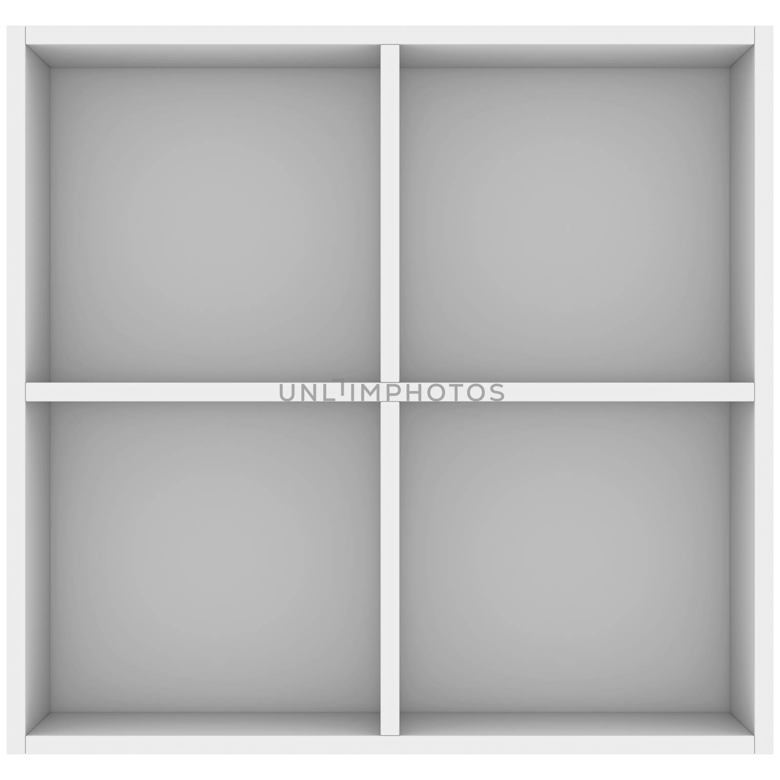 White shelves. 3d render isolated on white background