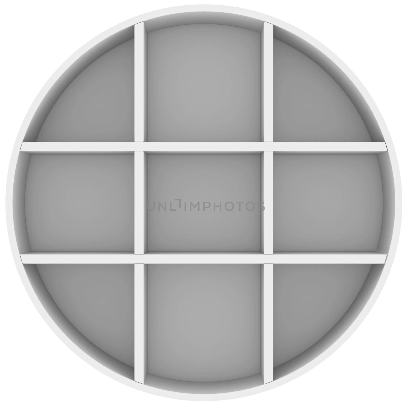 Shelves in the shape of a circle. 3d rendering on white background