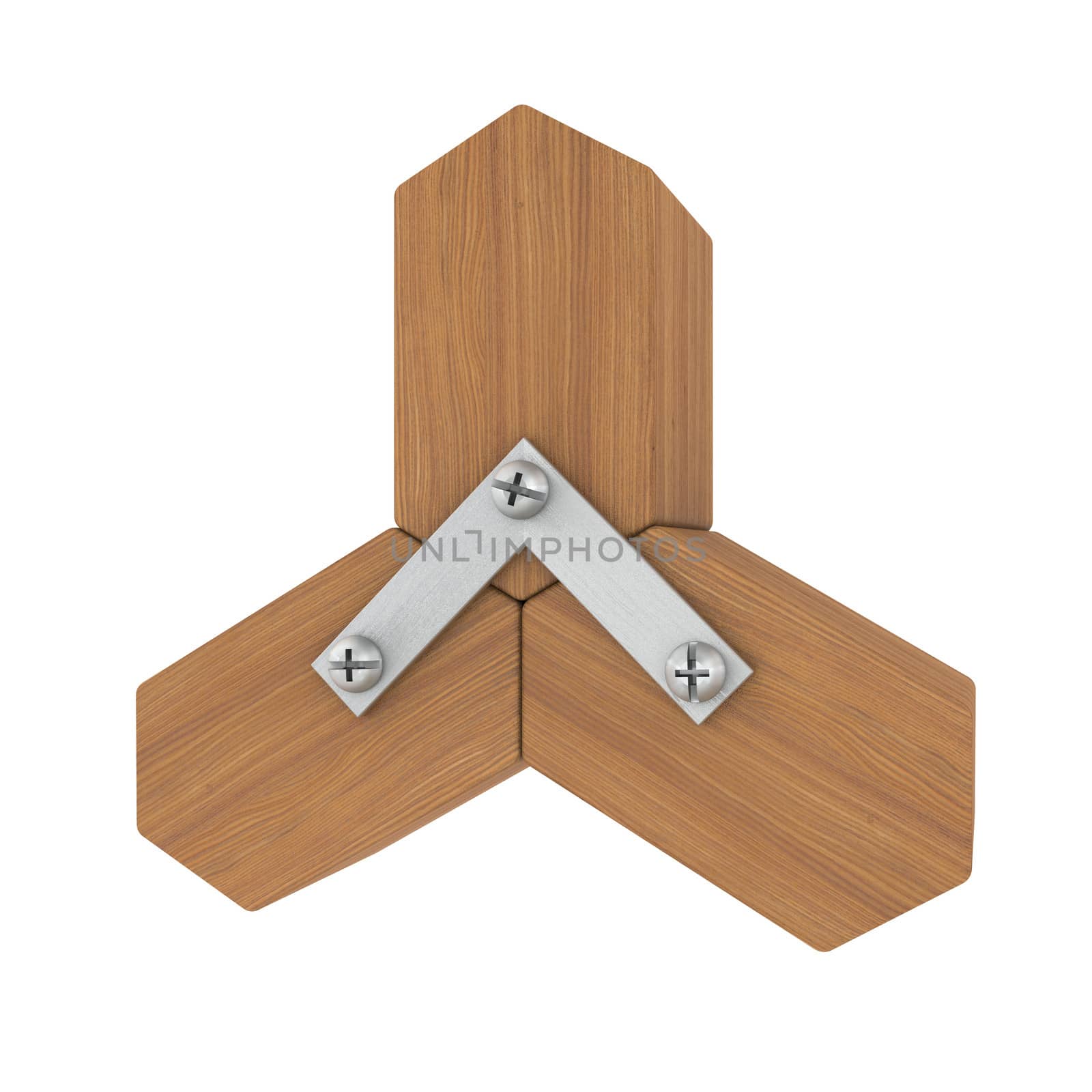 Wooden star. Isolated render on a white background