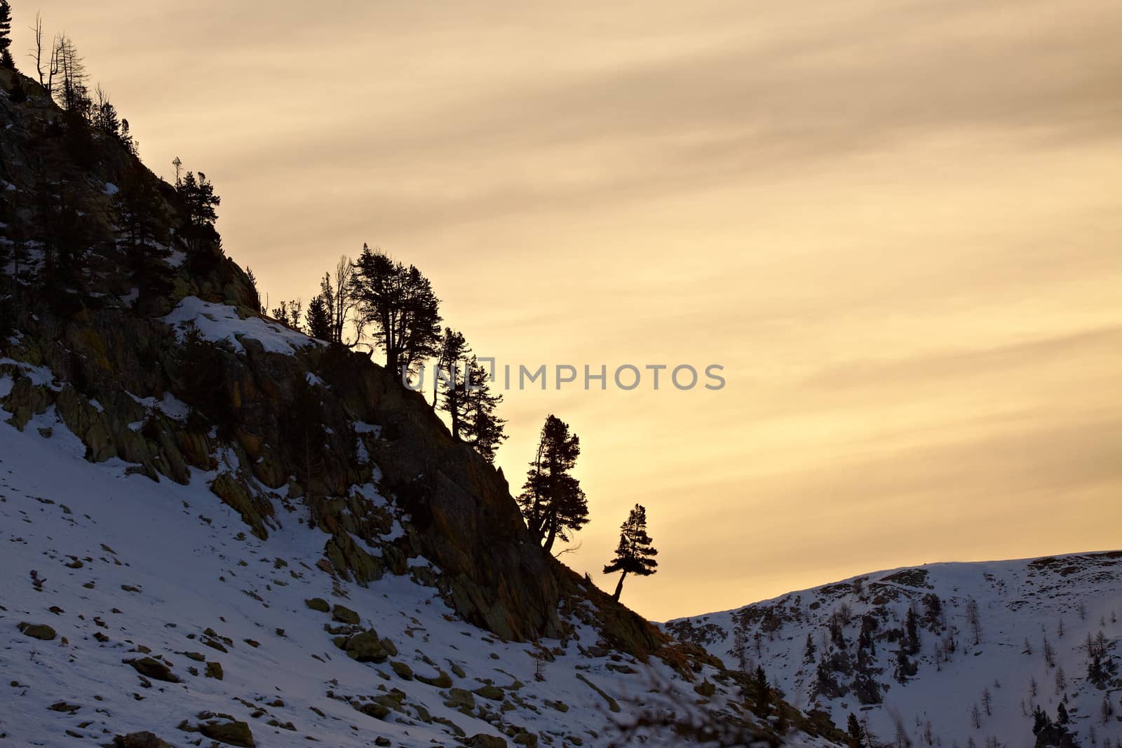 High mountains with winter snow