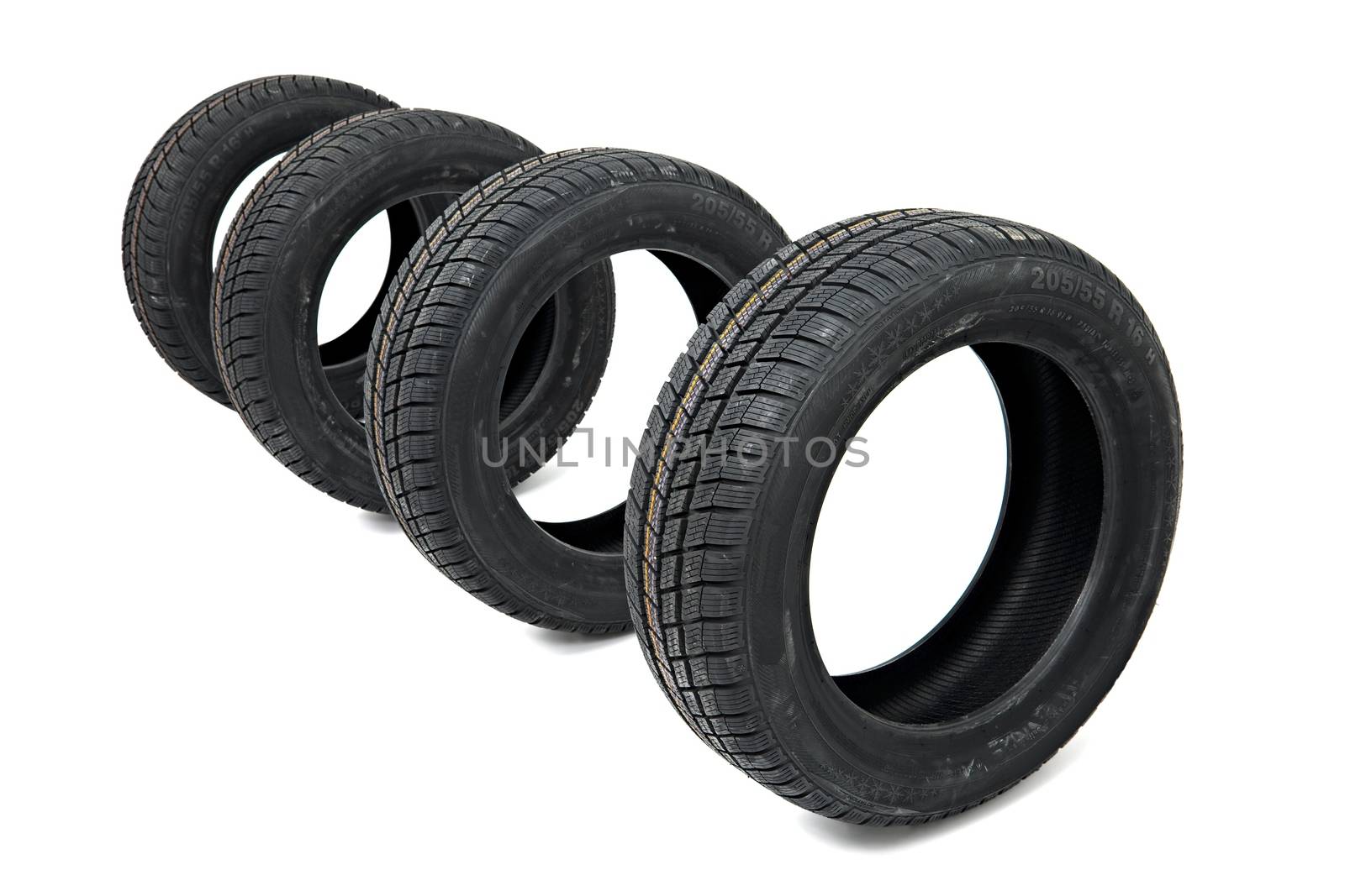 A set of new winter tyres