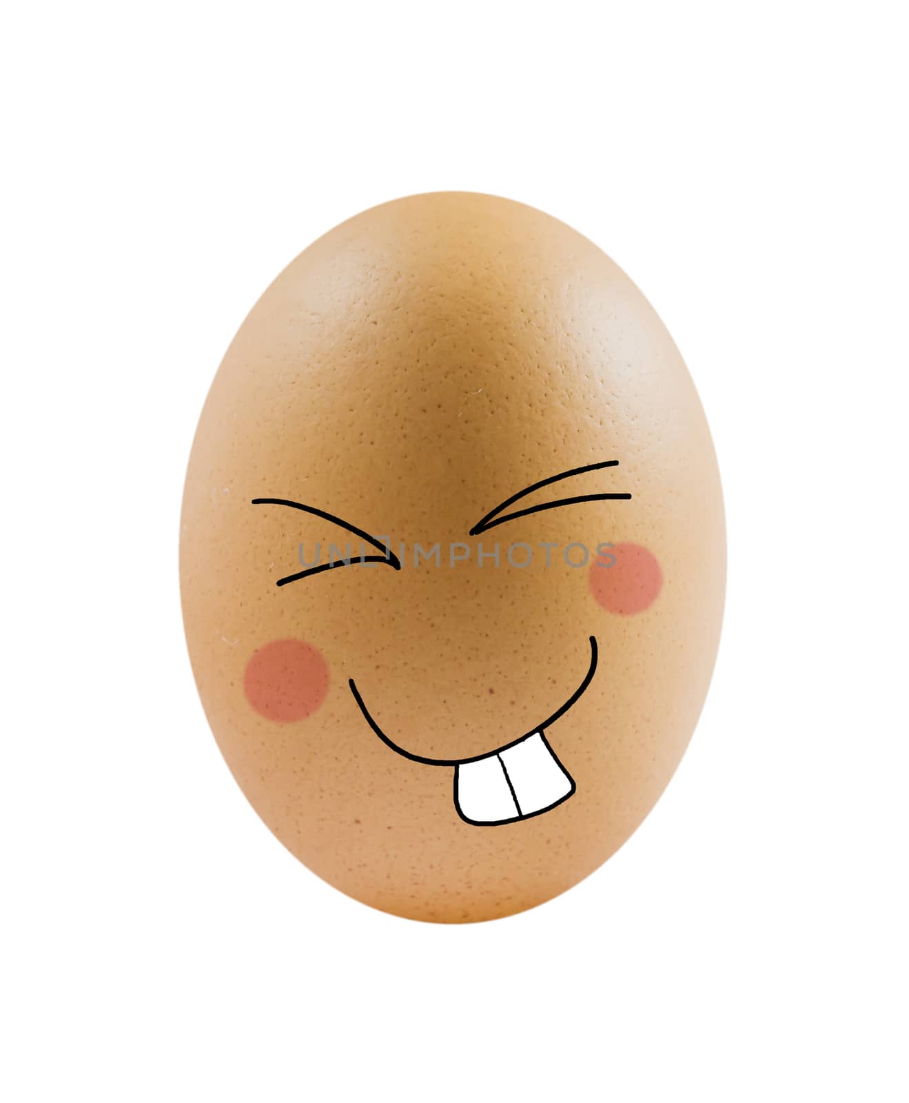 fresh  brown egg  with funny face over  white background .