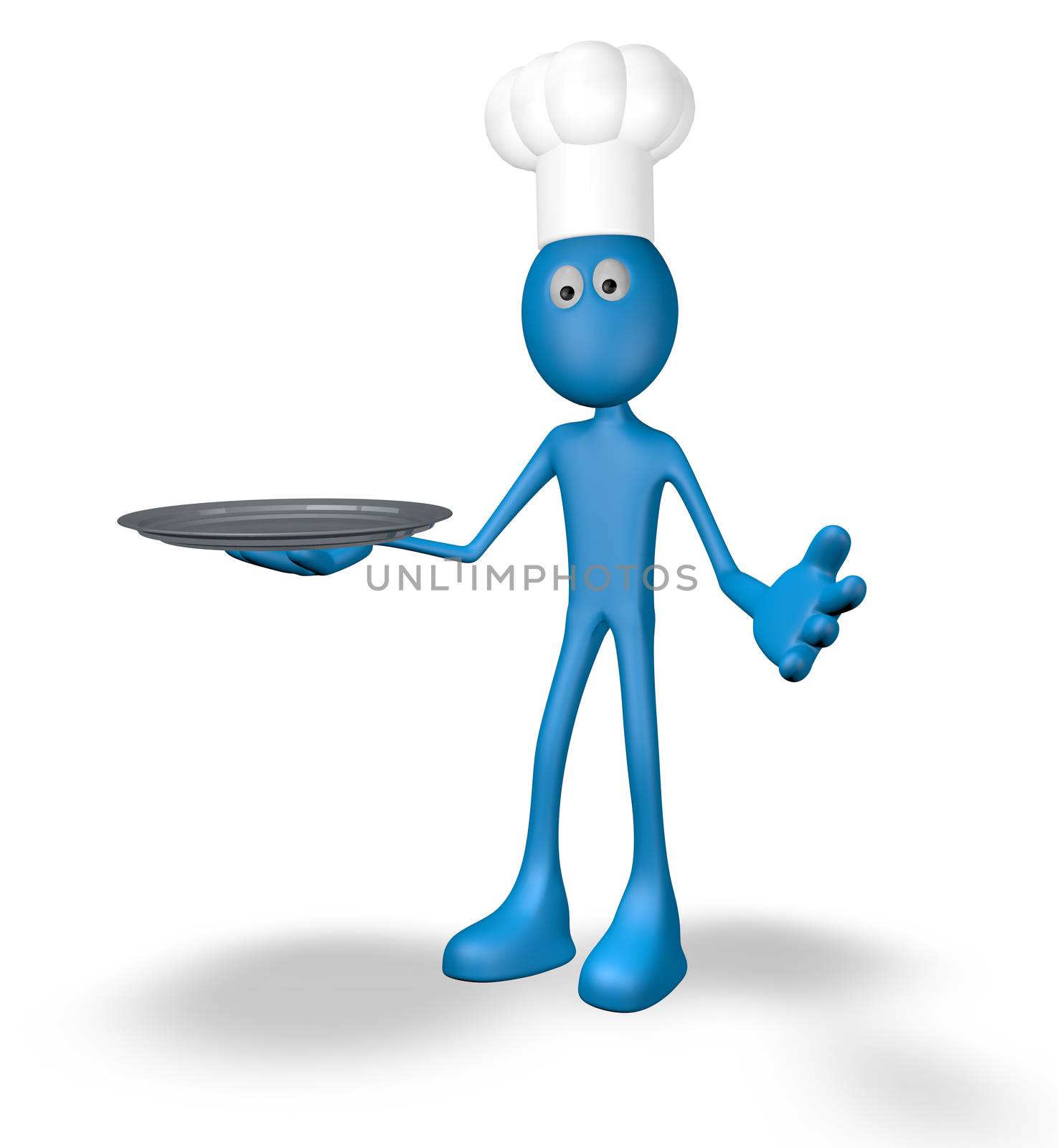 cartoon cook with tablet - 3d illustration