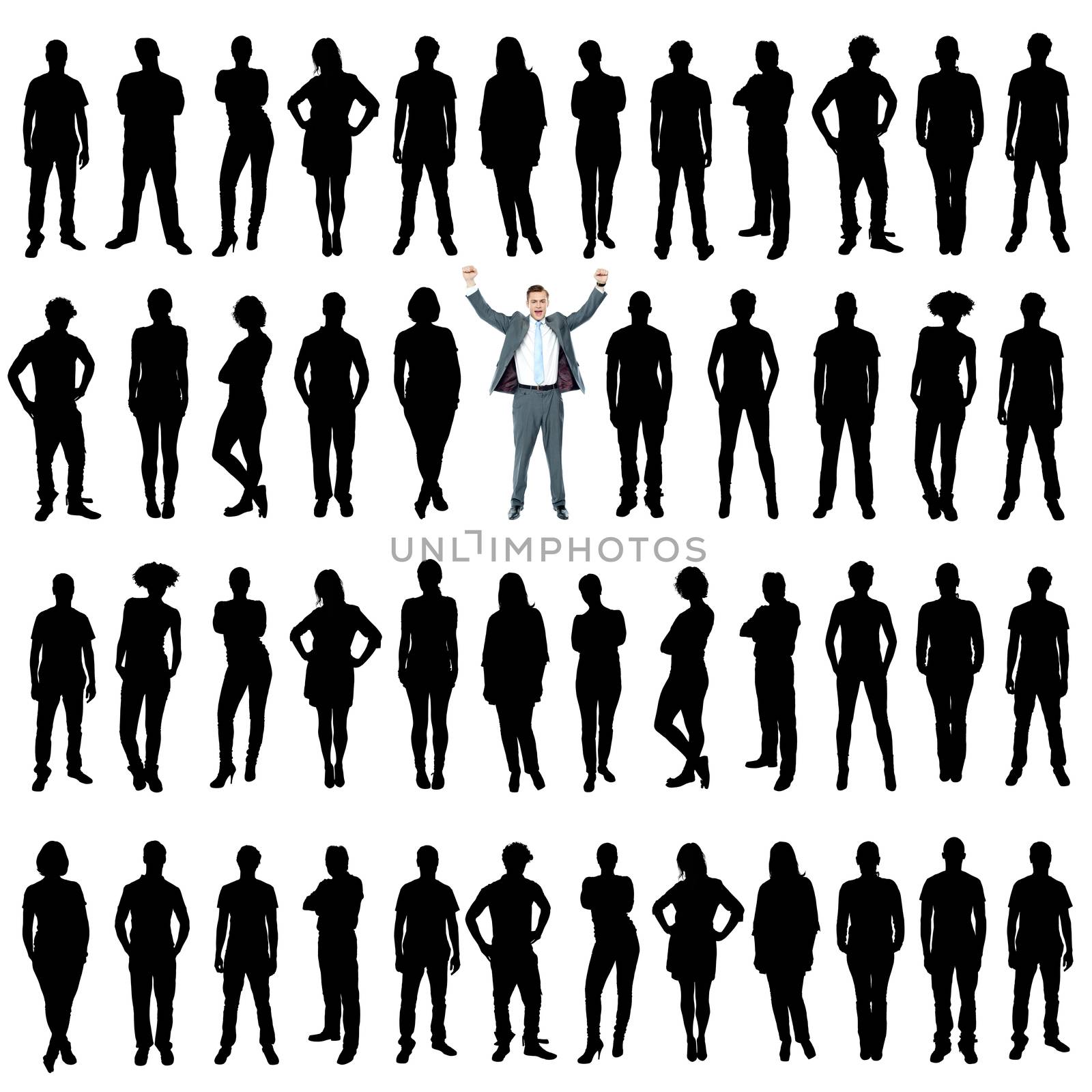 Business people silhouettes, unique concept by stockyimages