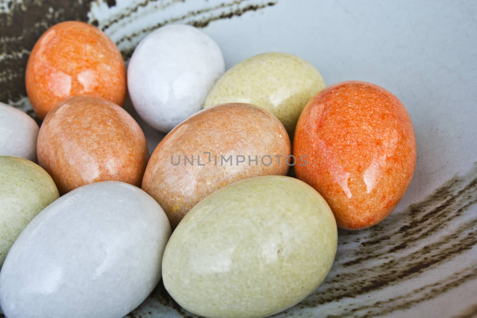 The colorful stones of egg shaped for interior