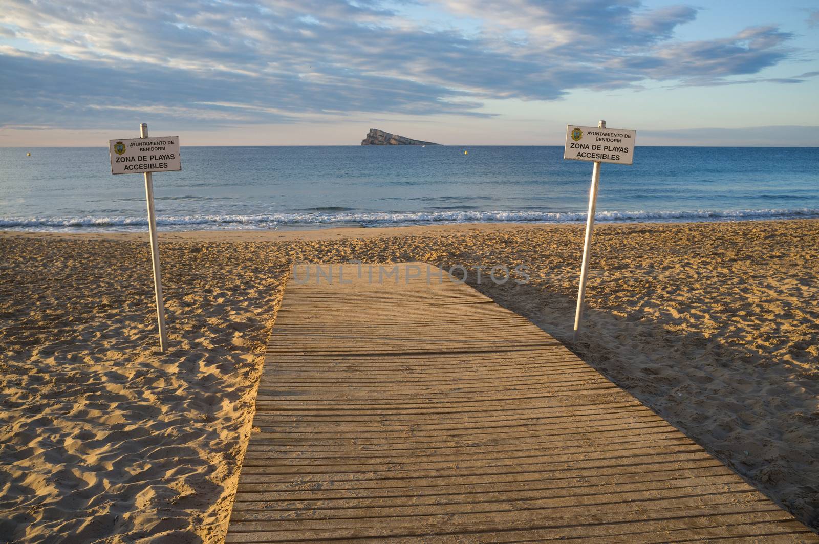 Handicap access to the beach in Benidorm, Costa Blanca, Spain