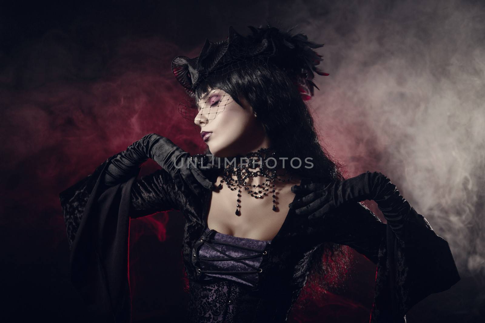 Romantic gothic girl in Victorian style clothes  by Elisanth