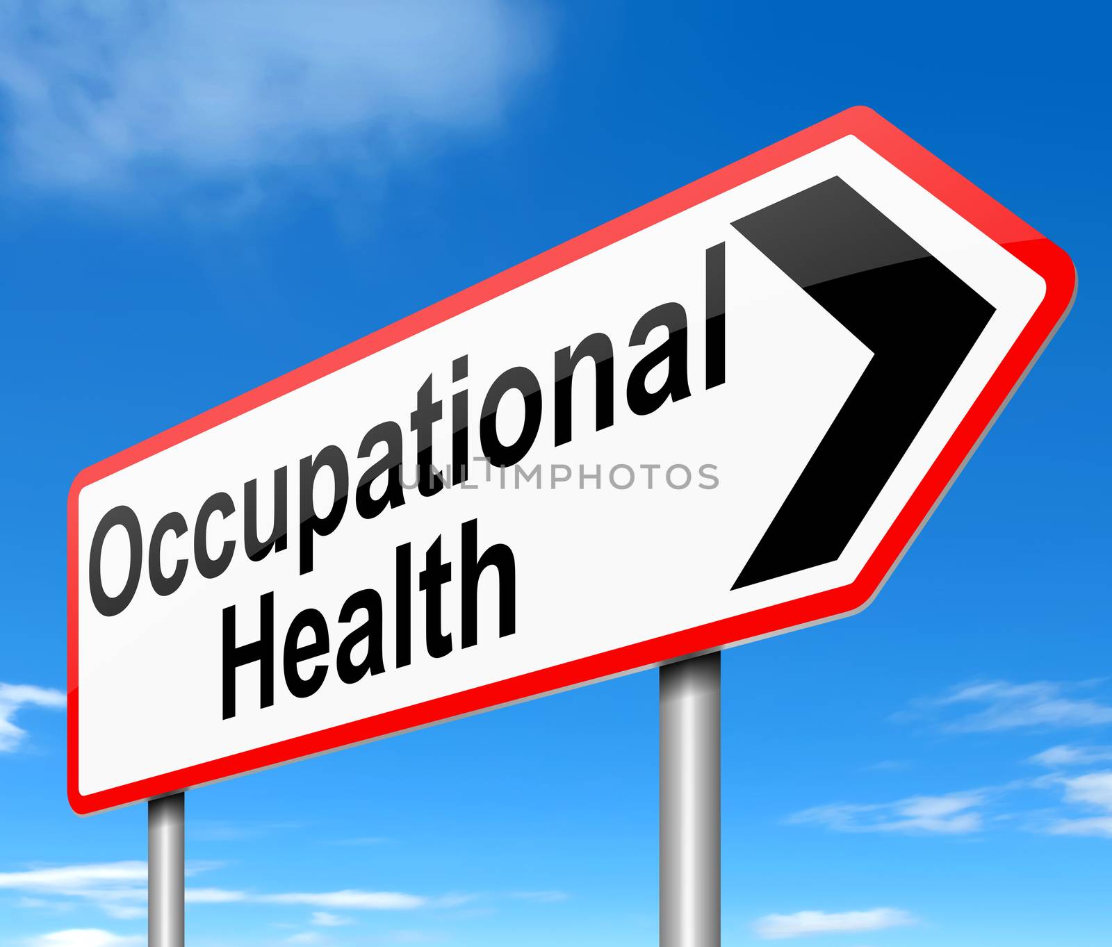 Illustration depicting a sign with an Occupational Health concept.