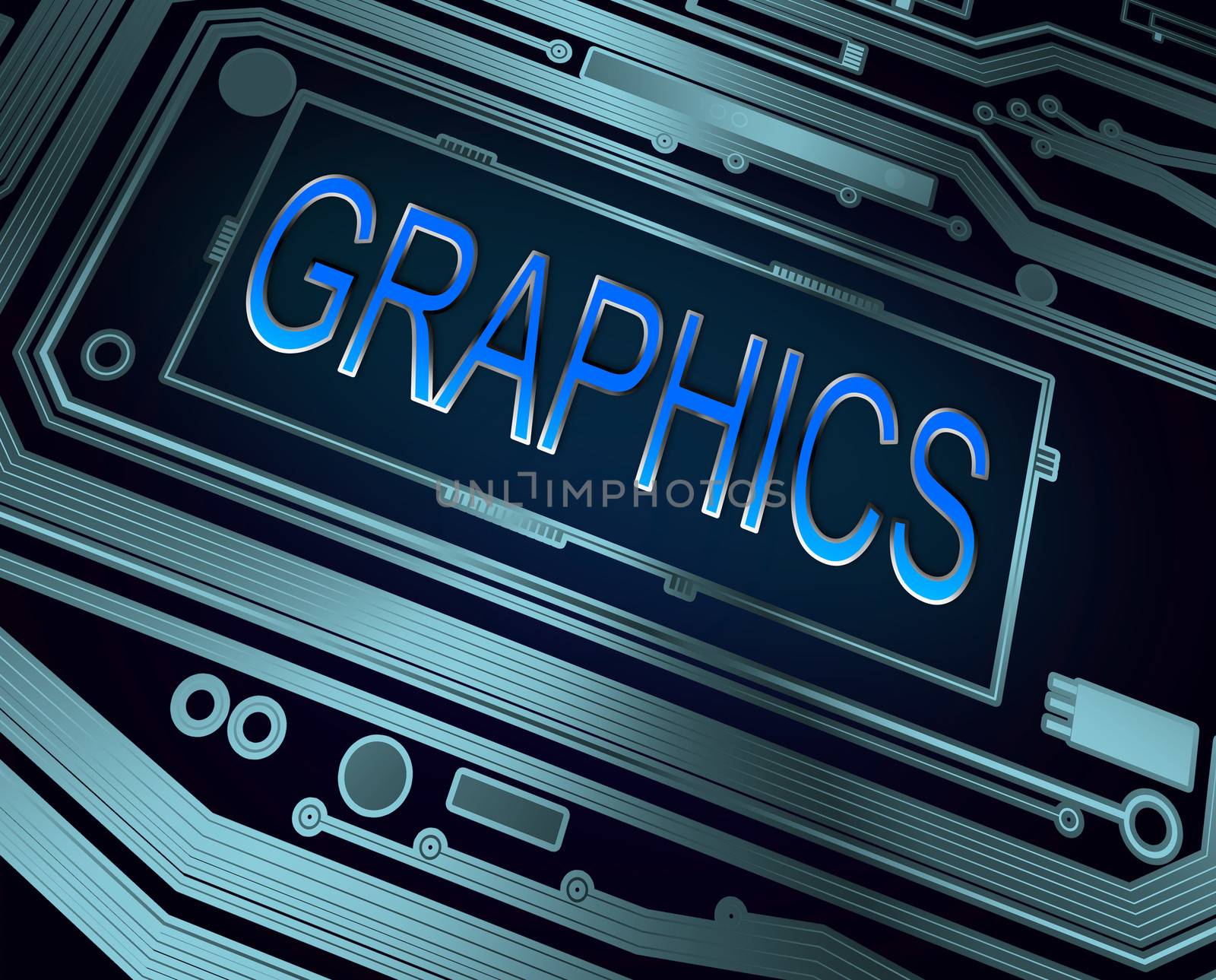 Abstract style illustration depicting printed circuit board components with a graphics concept.