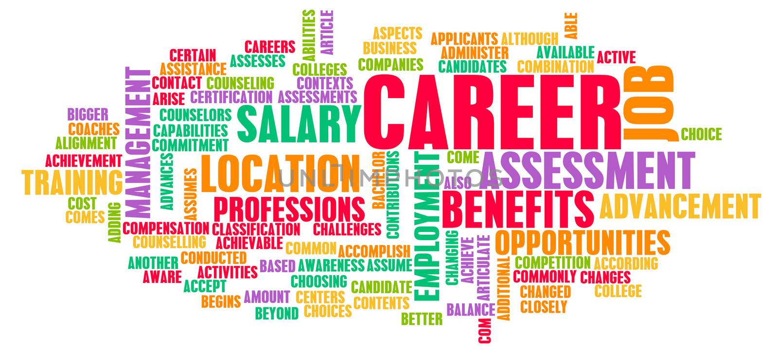 Career Word Cloud with Tags on White as a Concept