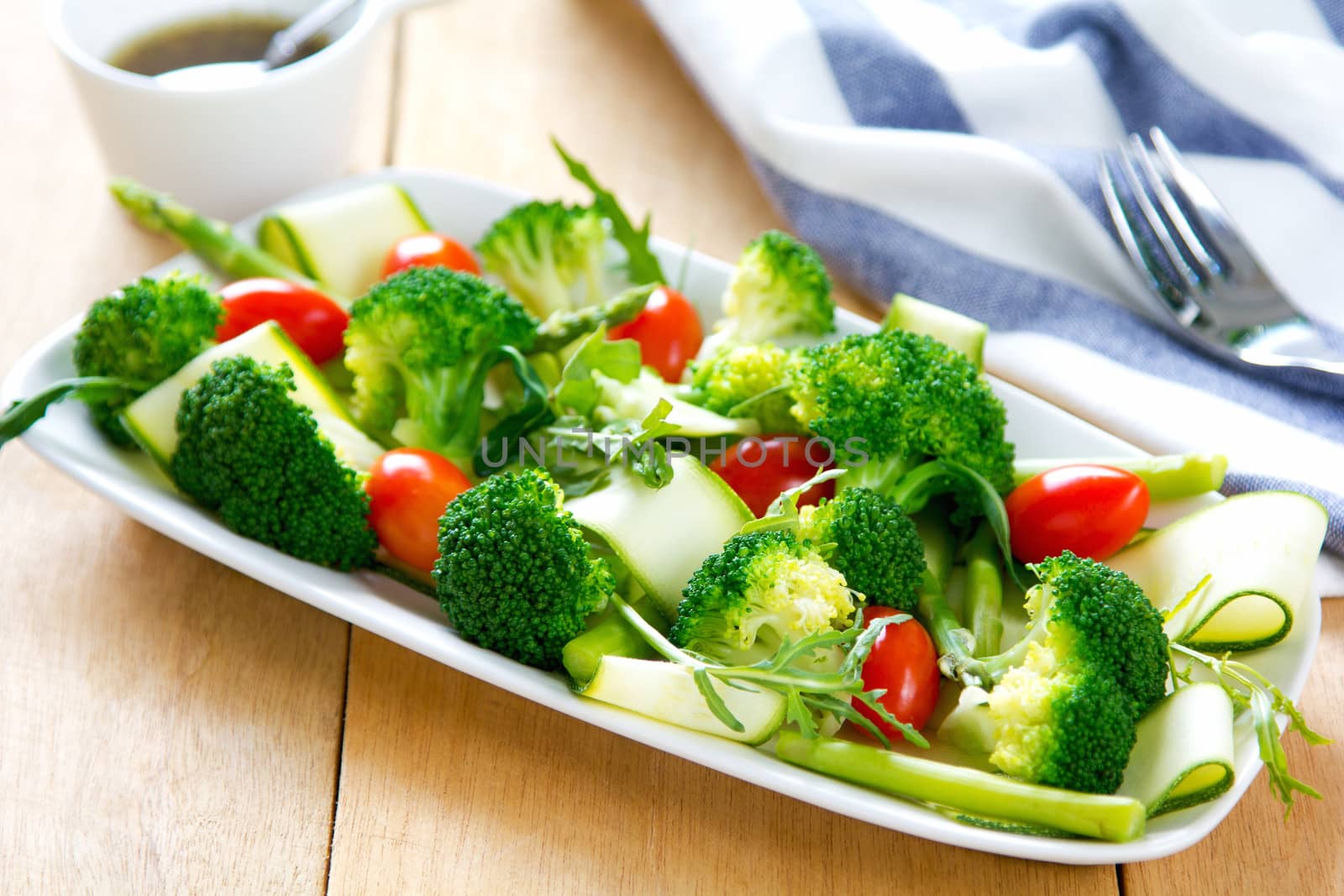 Broccoli with Asparagus,Zucchini and Rocket salad