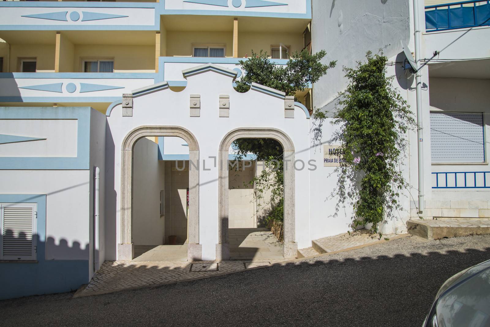 entrance to burgau beach hotel by steirus