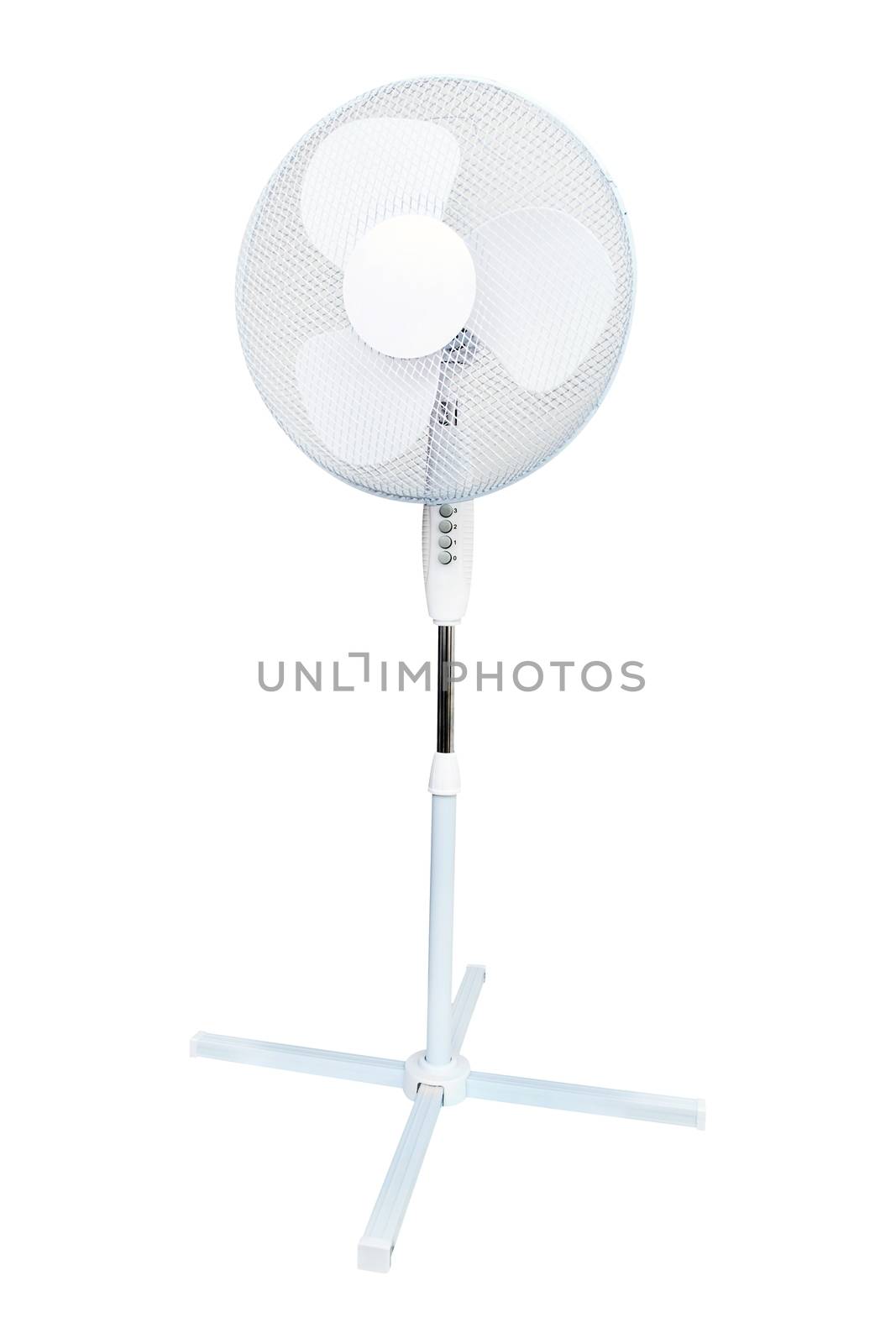Pedestal floor fan isolated on white
