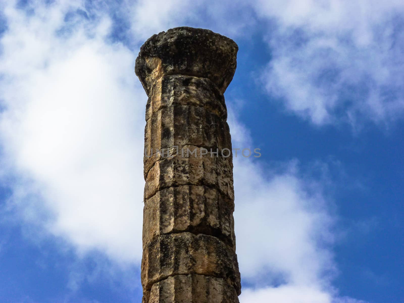 Rural Greek Delphi Pillar at sky background