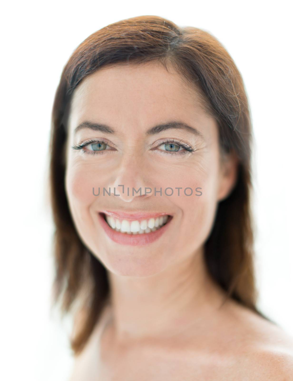 Horizontal confident smile close up of a mature woman
