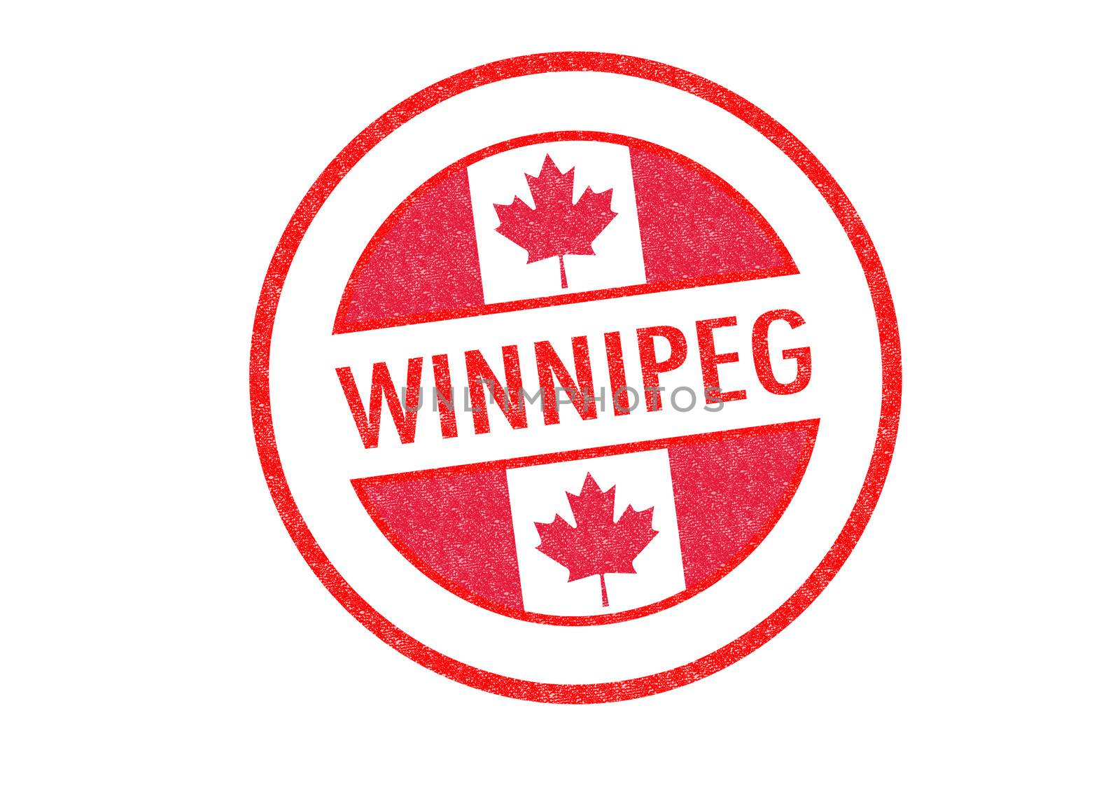 Passport-style WINNIPEG rubber stamp over a white background.