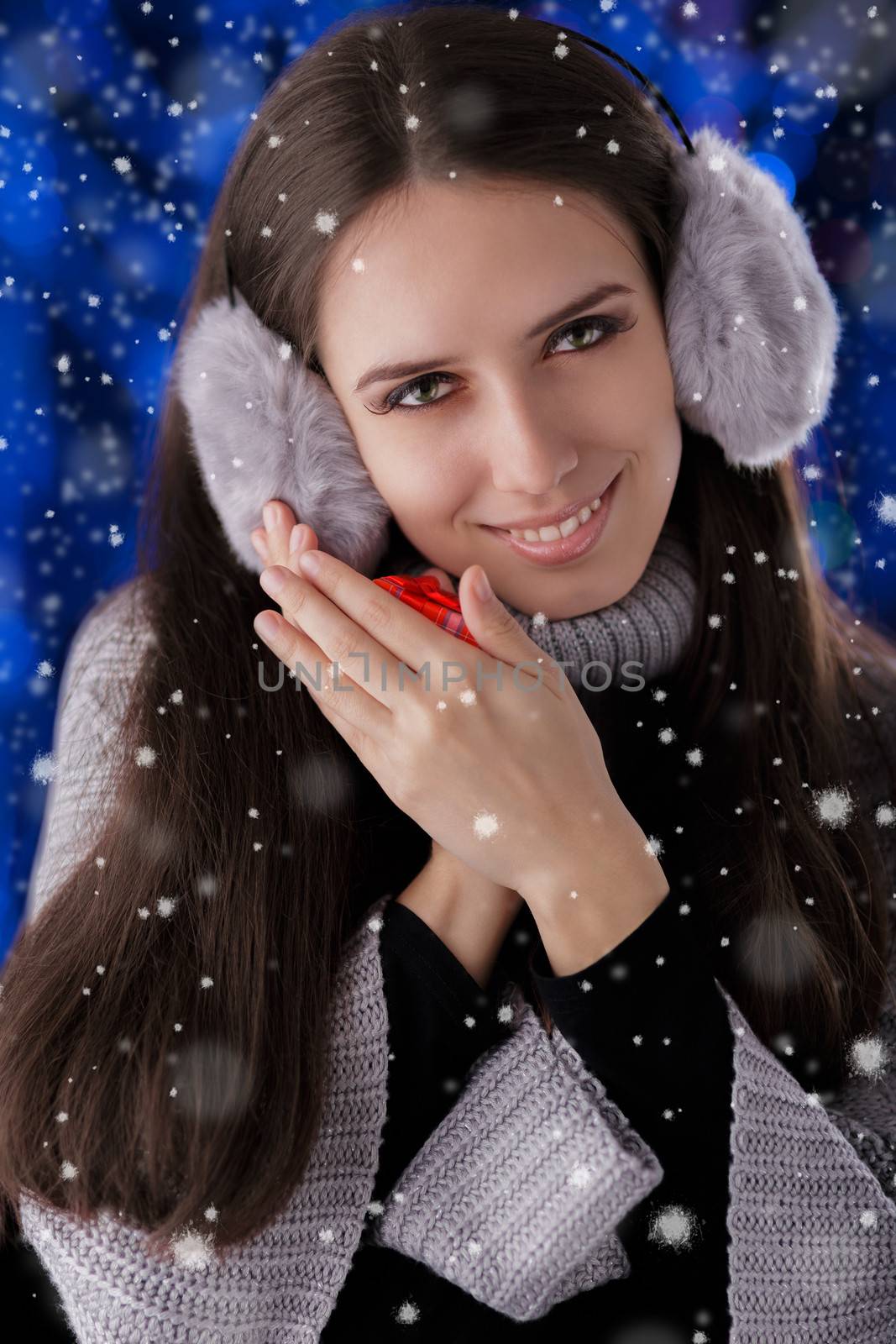 Winter Girl with Small Gift Box by NicoletaIonescu