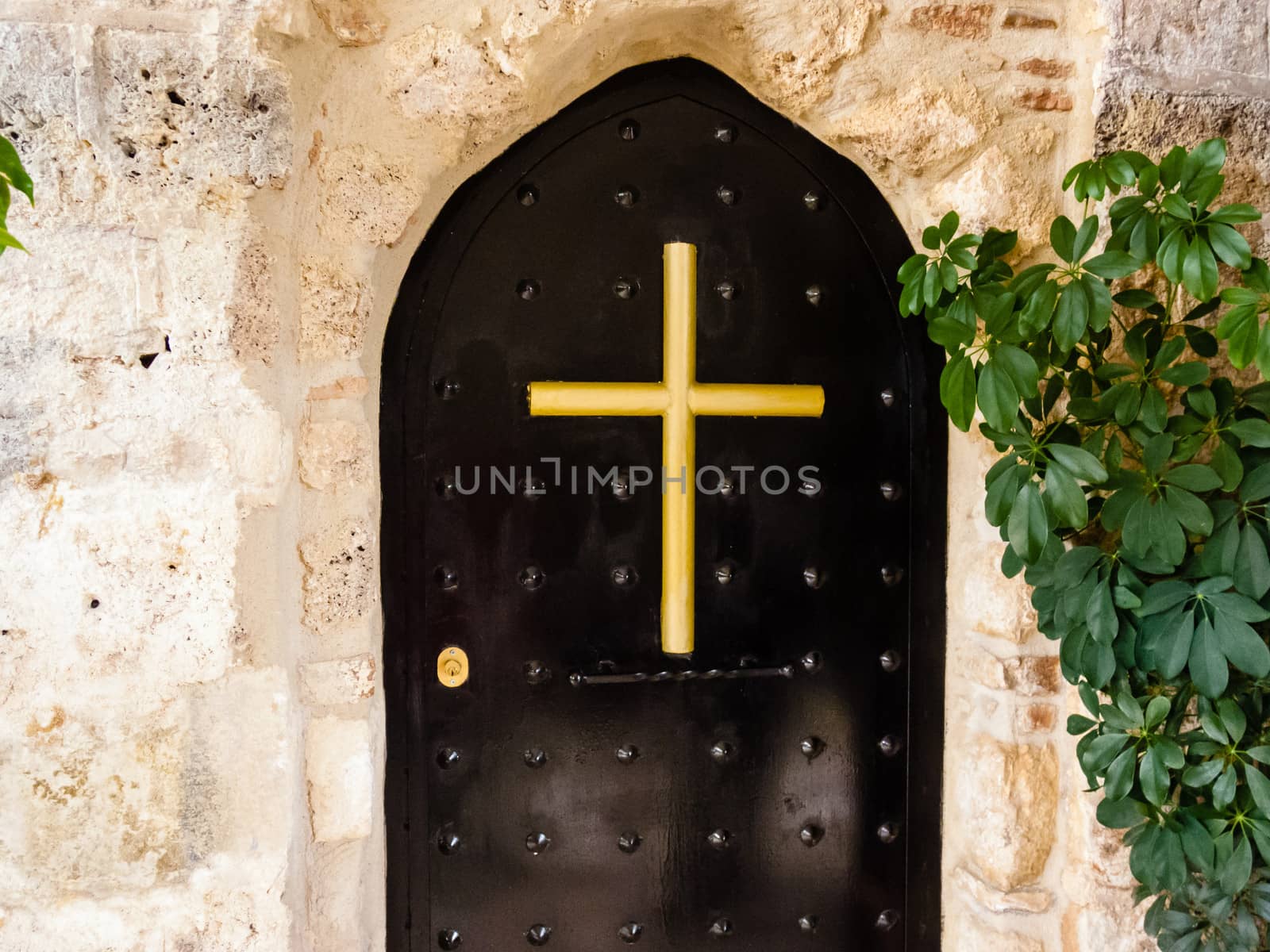 A metal door of a monastery