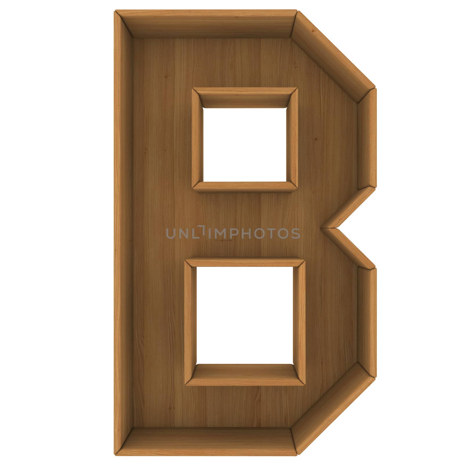 Wooden cabinet-letter. Isolated render on a white background