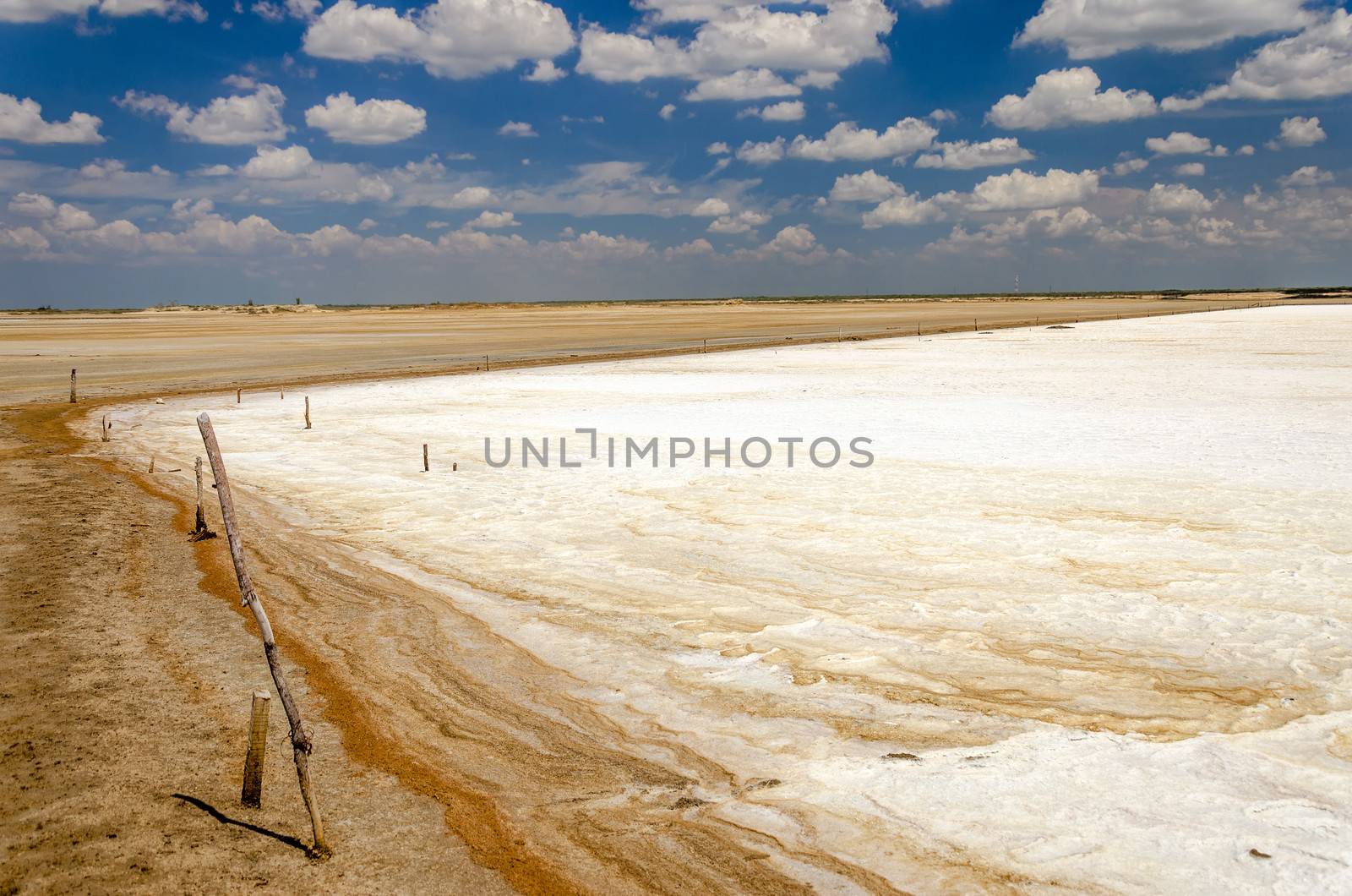 Salt pool ready to be harvested in La Guajira, Colombia