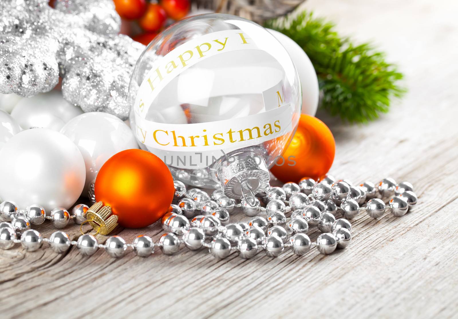 Christmas decoration on wooden background