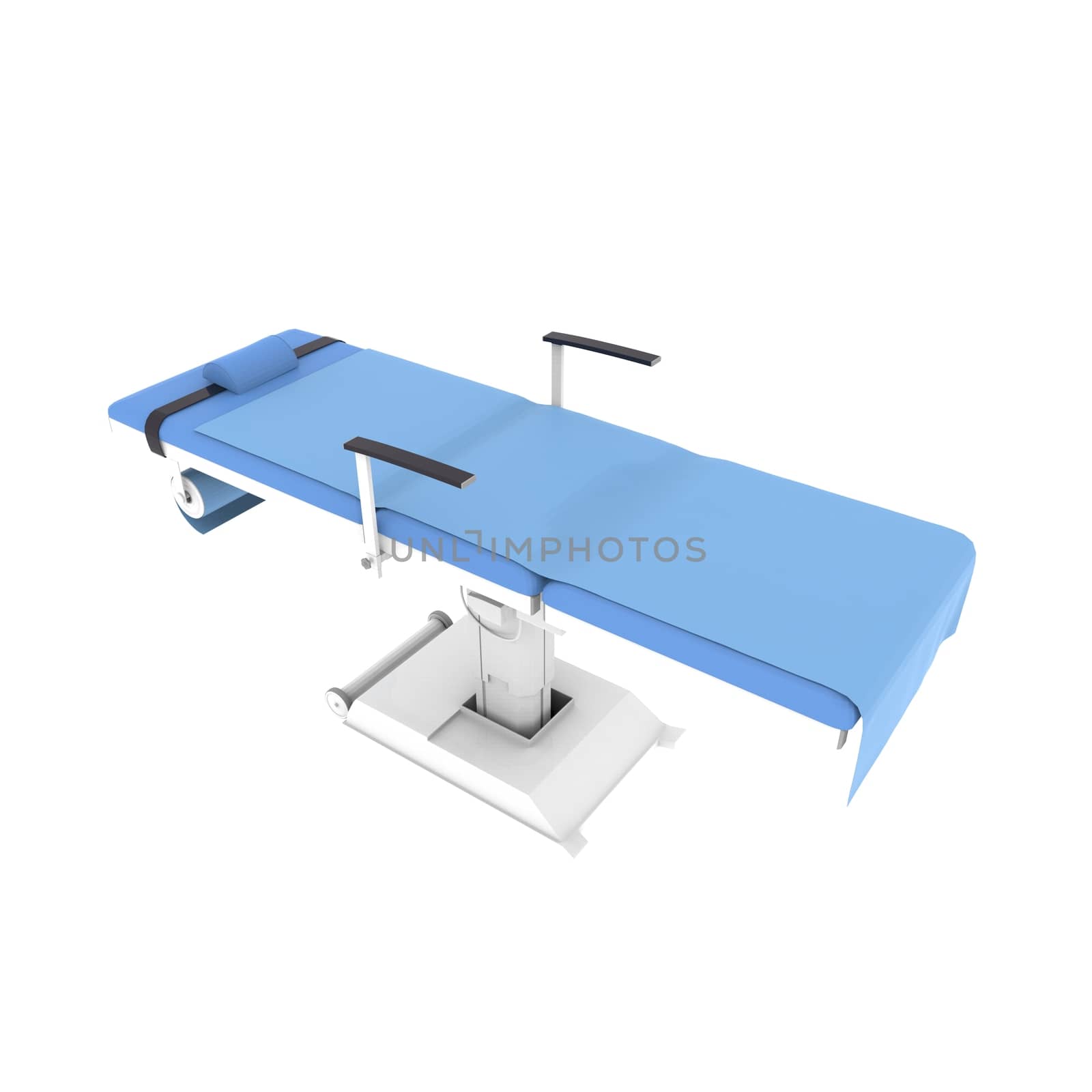 New and modern medical table on a white background