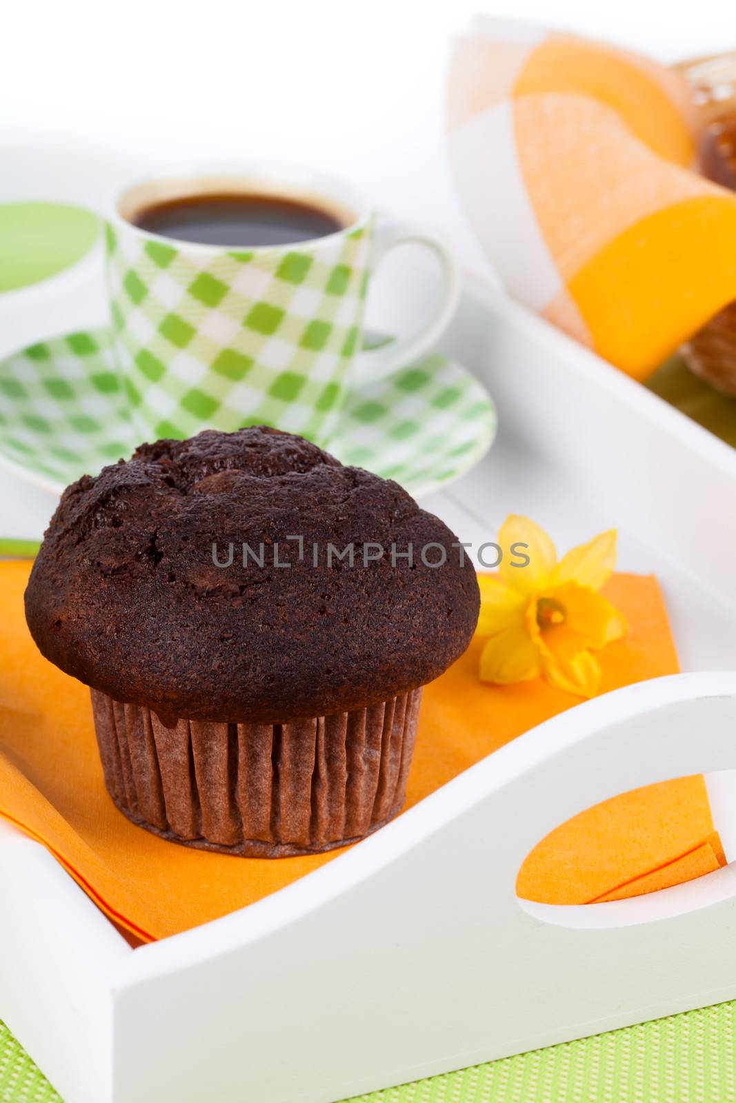 muffin with coffee cup, for breakfast