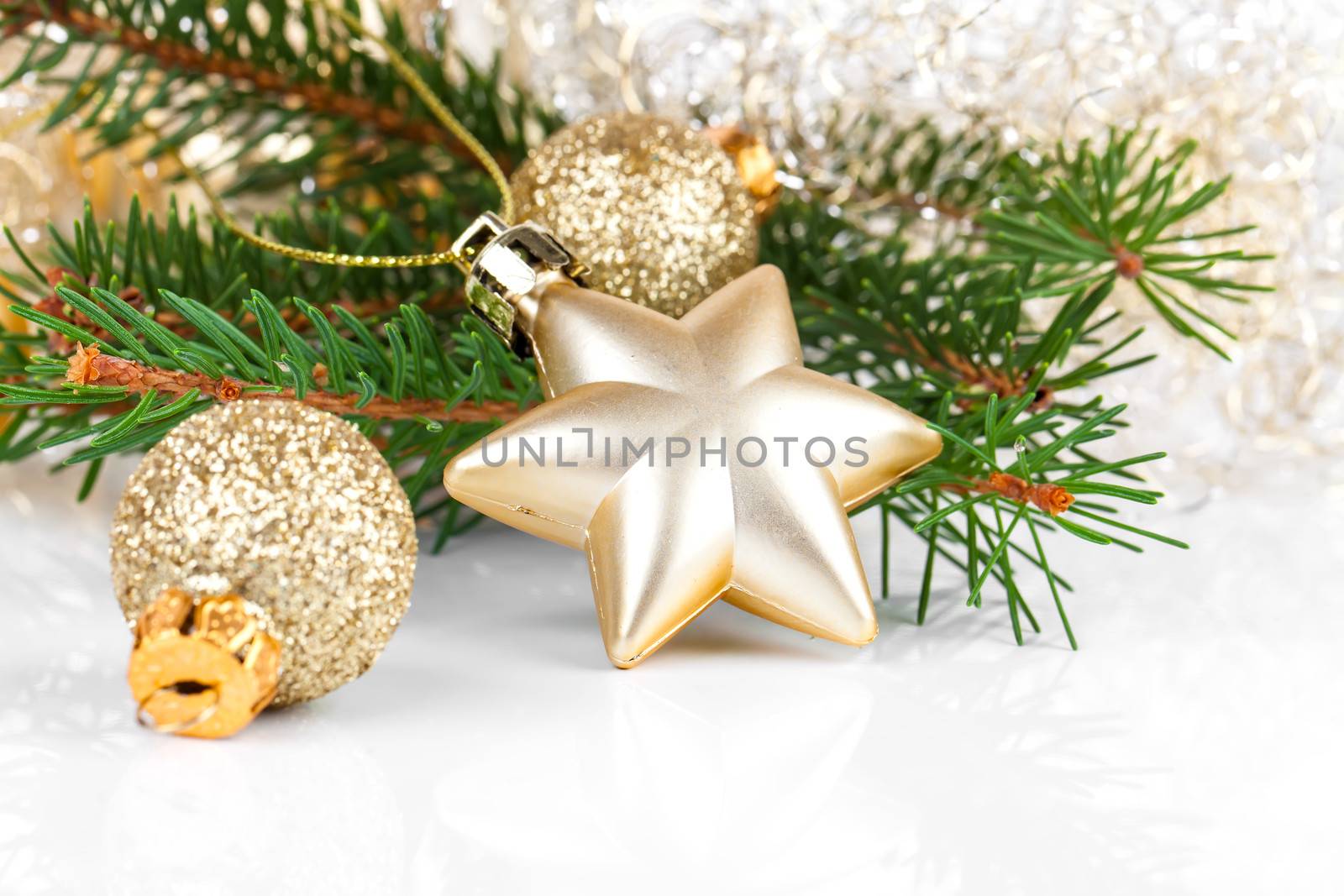 golden xmas decoration with copy space