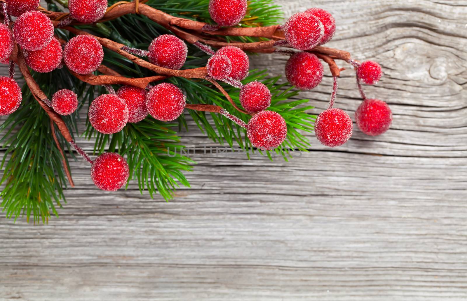 Christmas wreath on a wooden background