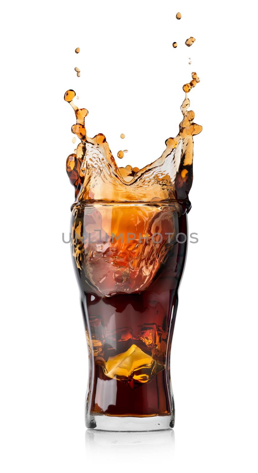 Cola drink with splash isolated on white background