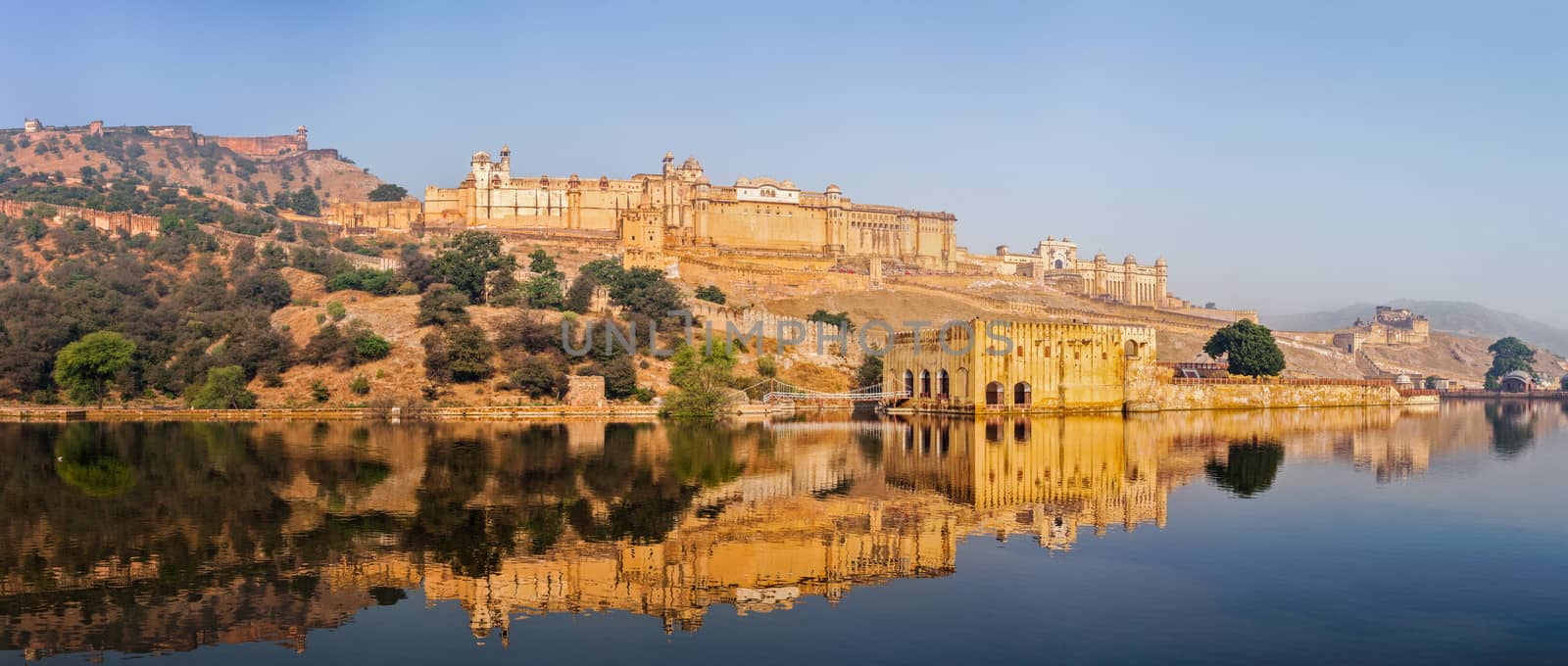 Famous Rajasthan landmark - Panorama of Amer (Amber) fort, Rajasthan, India