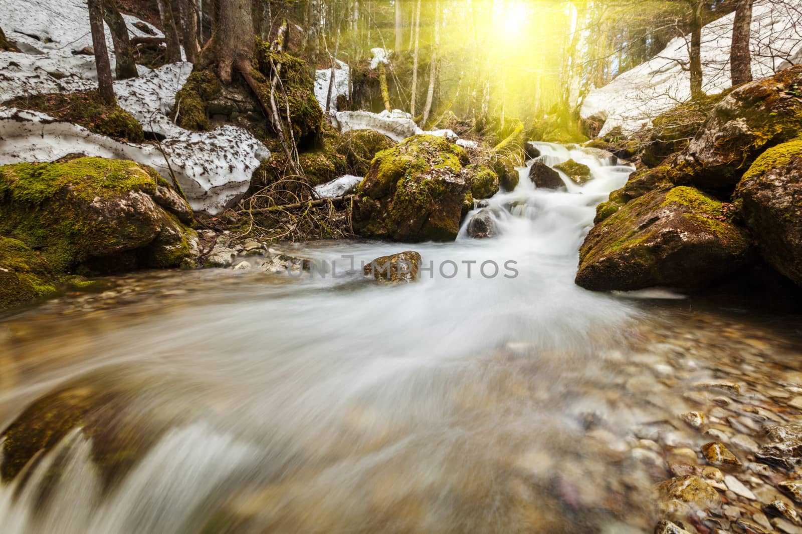 Cascade of Sibli-Wasserfall. Rottach-Egern, Bavaria,  Germany