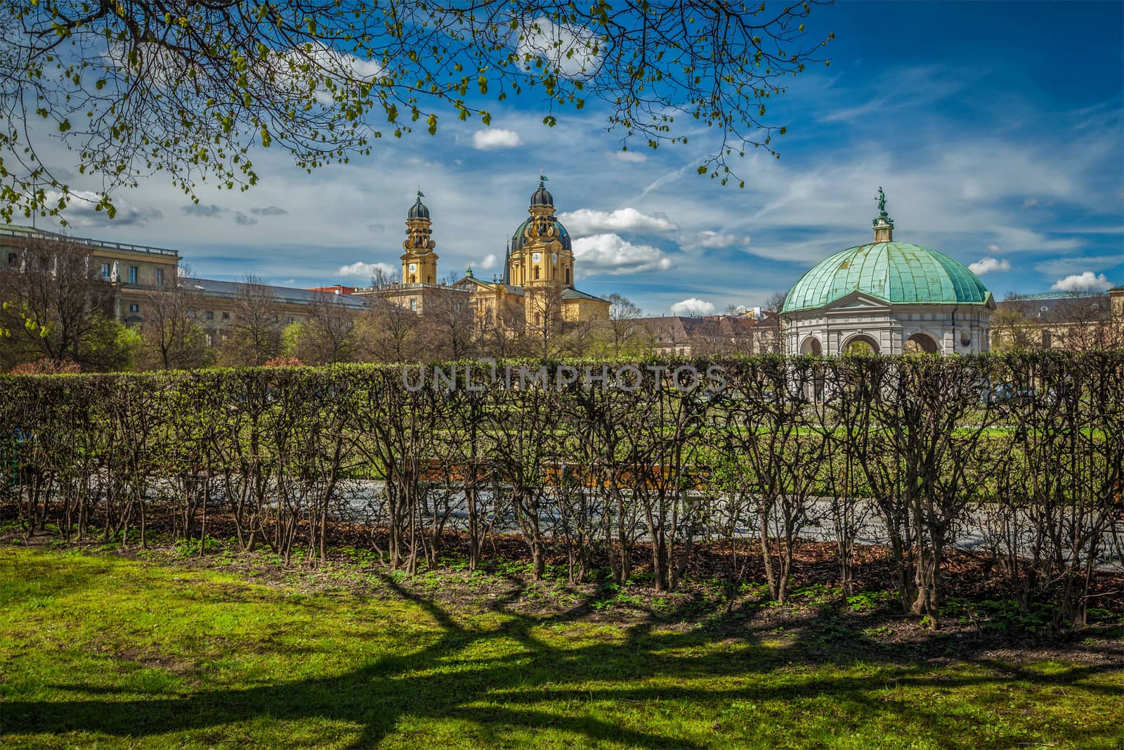 Pavilion in Hofgarten and Theatine Church. Munich, Bavaria, Germany