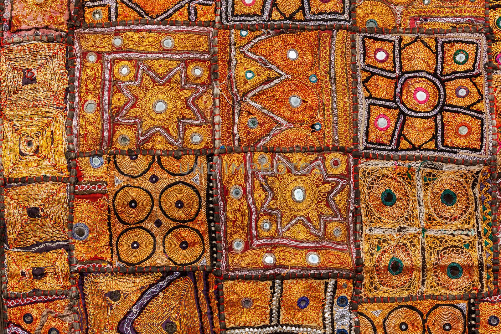 Colorful indian fabric textile. India by dimol