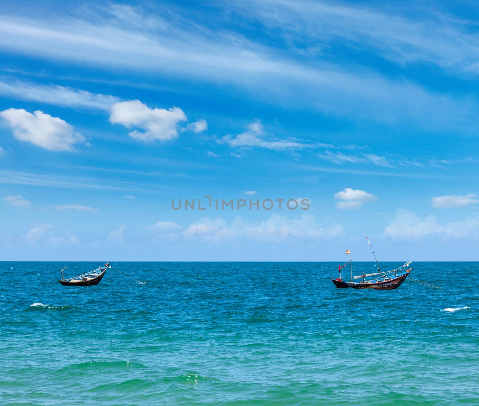 Fishing boats  in sea. Mui Ne, Vietnam by dimol