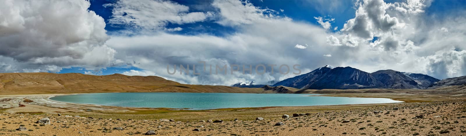 Panorama of Himalayan lake Kyagar Tso, Ladakh, India by dimol