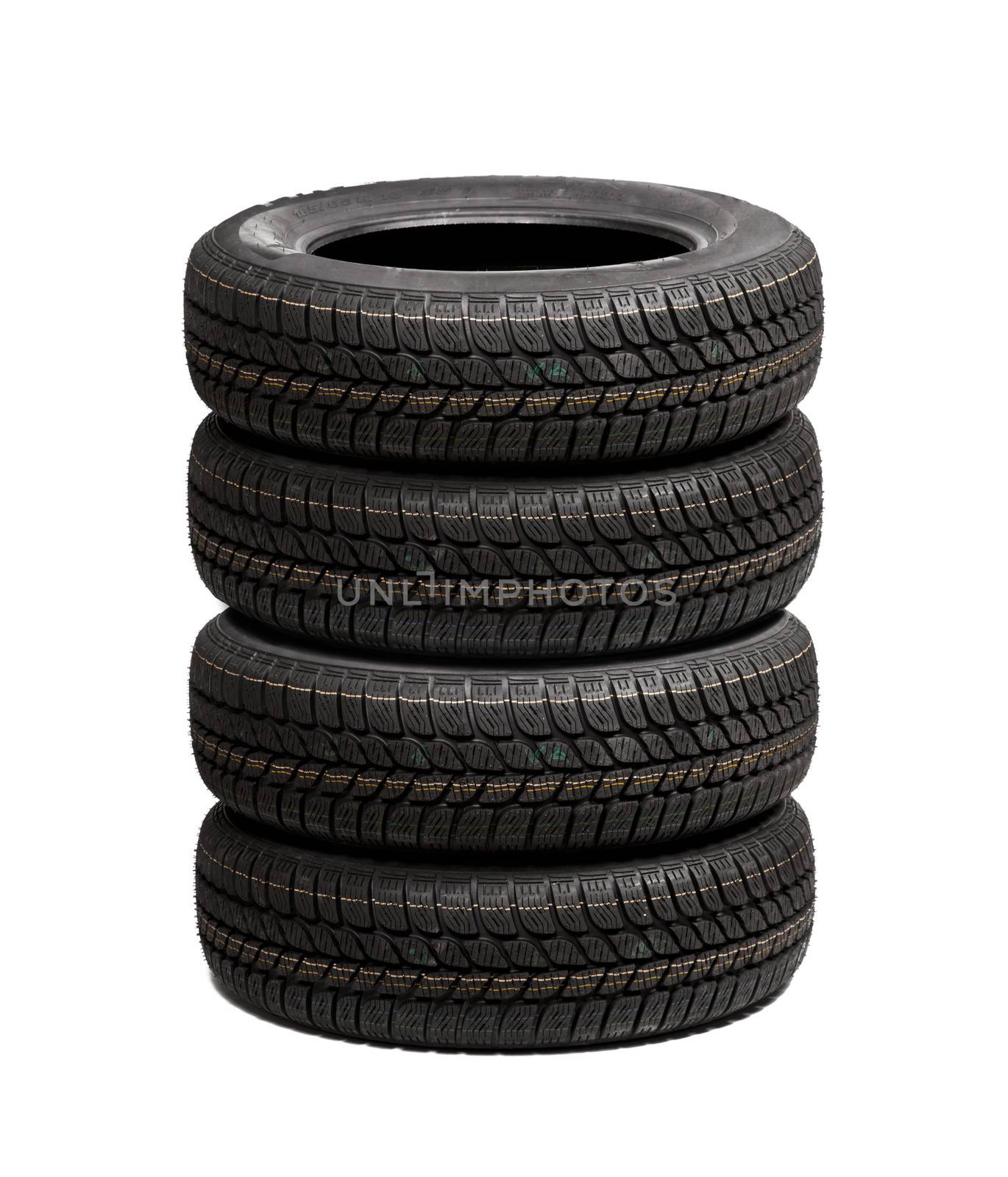 Set of car tires isolated by dimol