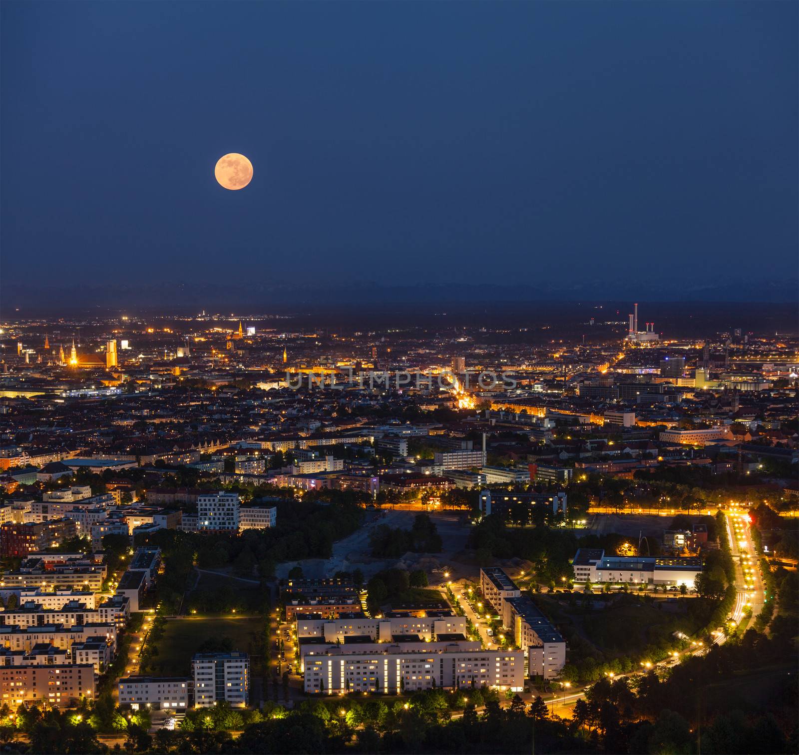 Night aerial view of Munich, Germany by dimol