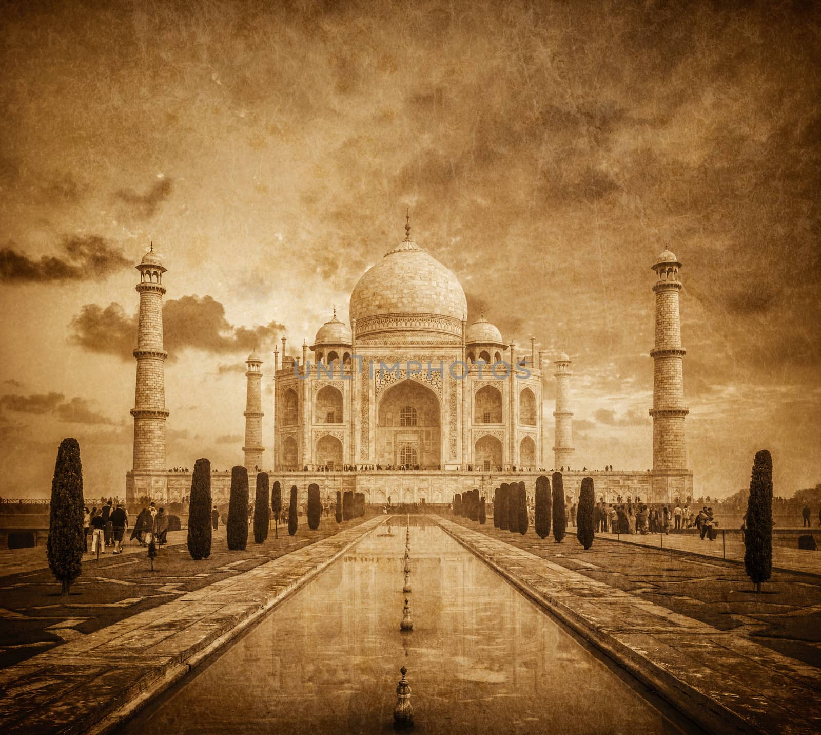 Taj Mahal vintage image, Agra, India by dimol